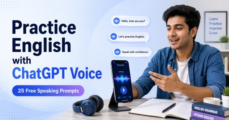 Young Indian student using ChatGPT Voice for English speaking practice