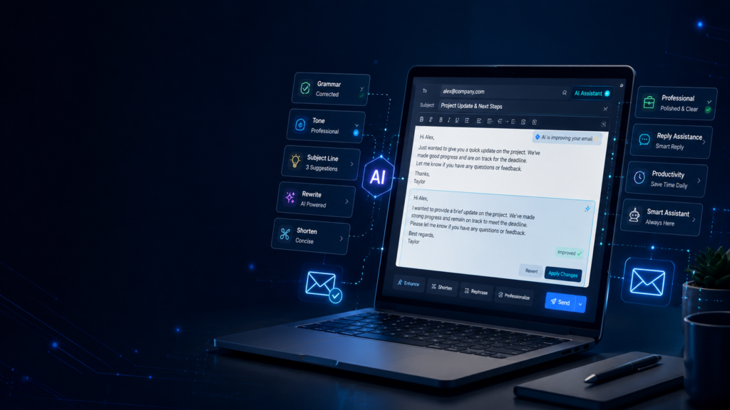 How to Use AI for Email Writing in 2026: A Beginner’s Guide to Clear and Professional Emails AI tool helping a beginner write clear and professional emails in 2026