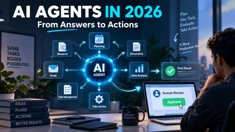 Featured image showing an AI agent connecting planning, research, email, documents, data analysis and task management with human approval.